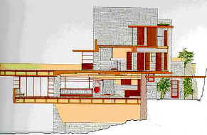 Here is the North-South side elevation on the home 'Fallingwater'. Notice the very strong use of horizontal line.